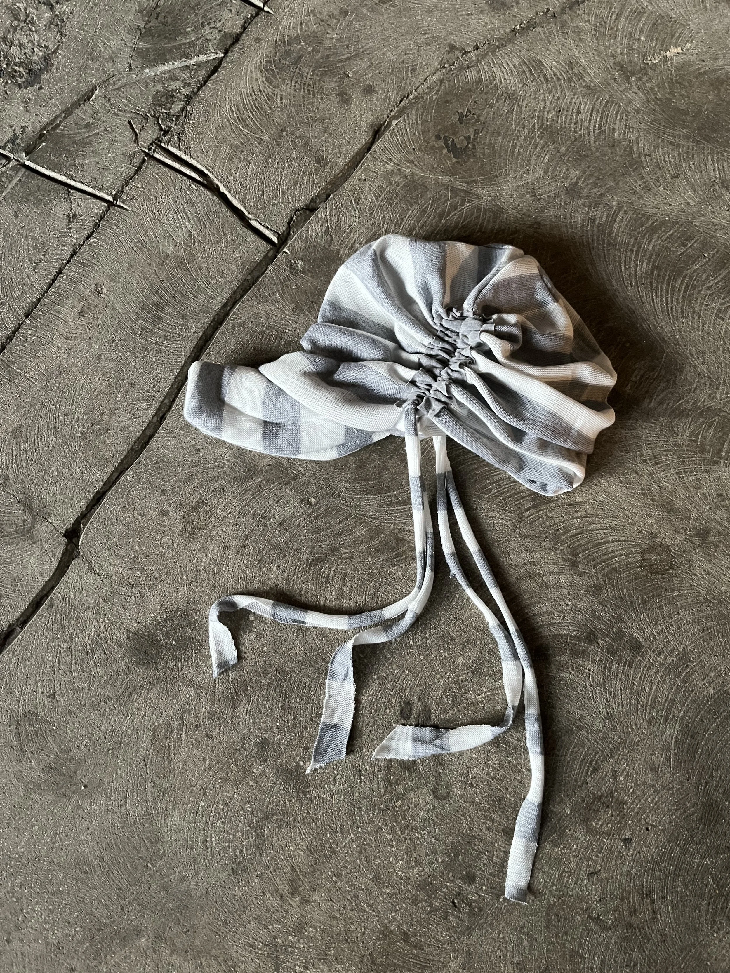 White and Grey Striped Beanie