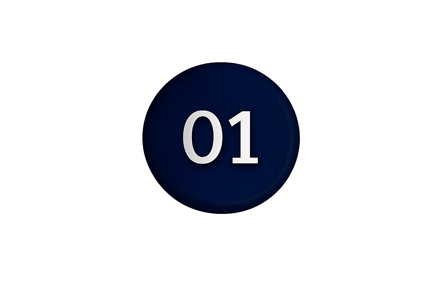 Number 01 displayed on a blue circular sign or button.