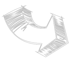 A 3D architectural model of a building with curved structures, black base, and magenta accents.