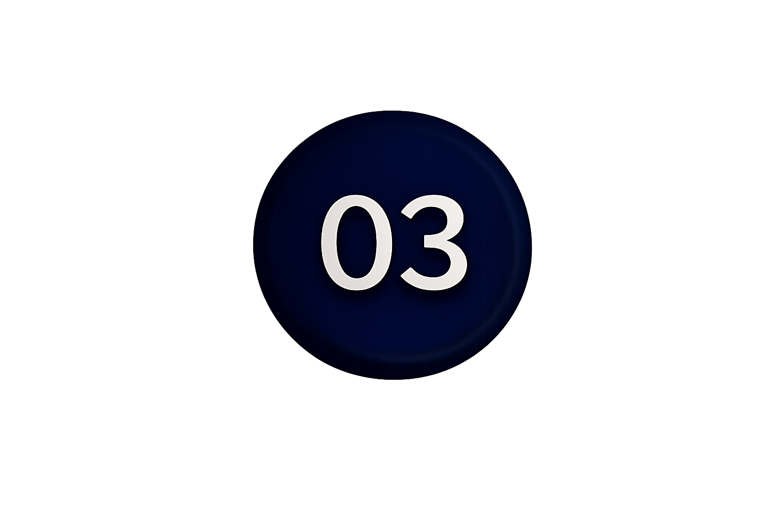 A dark background with a large blue circle in the center displaying the number "03" in white text.