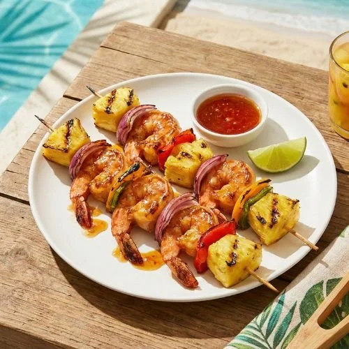 Brochetas de Camarón Jumbo con Hot Honey