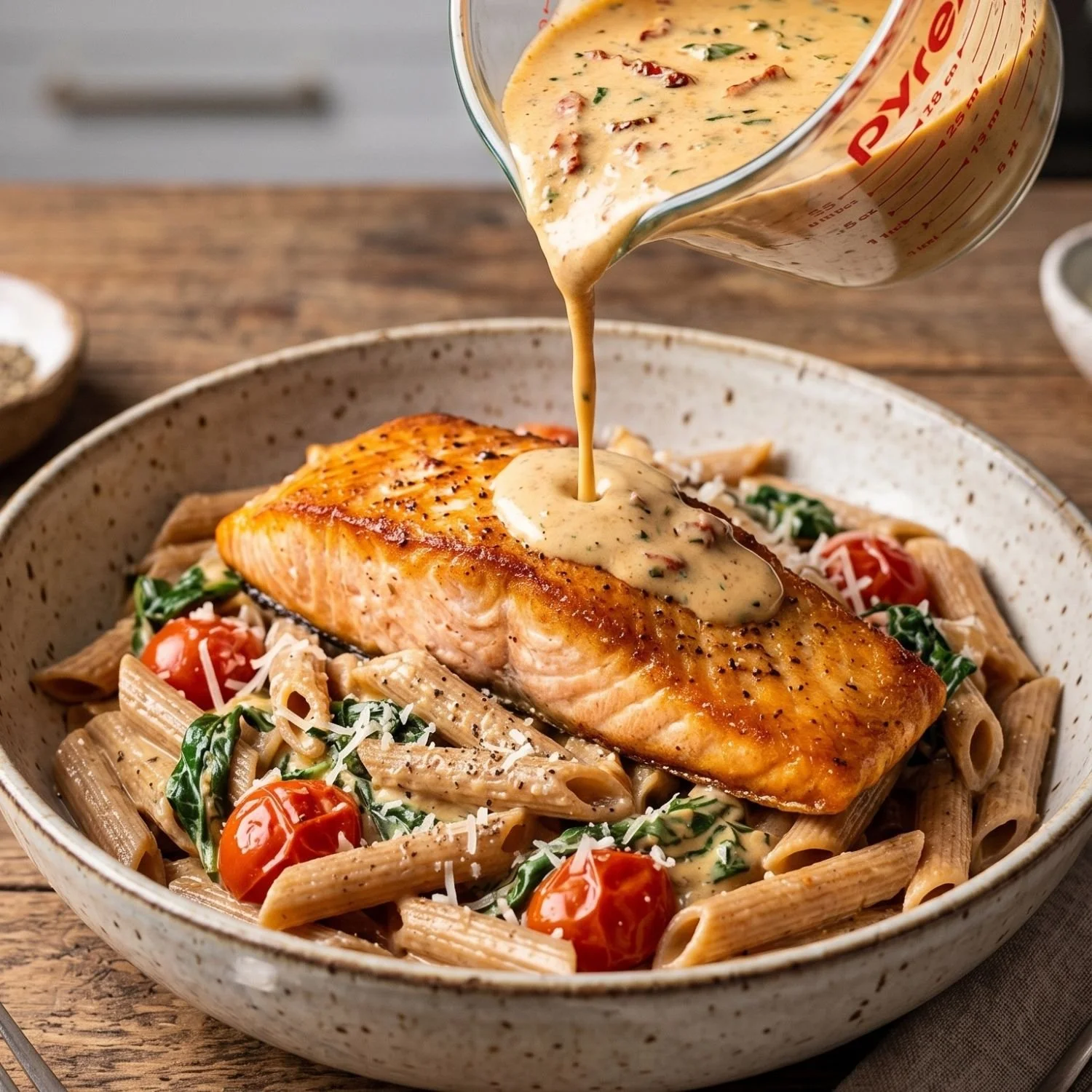 Pasta Toscana con Salmón: Receta Saludable en Freidora de Aire