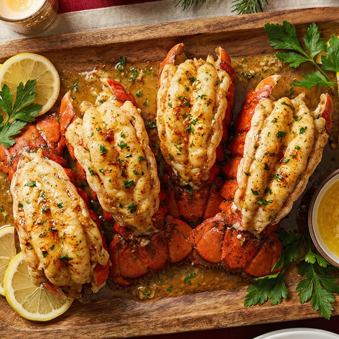 Colas de Langosta al Horno con Mantequilla de Ajo y Limón en 20 Minutos