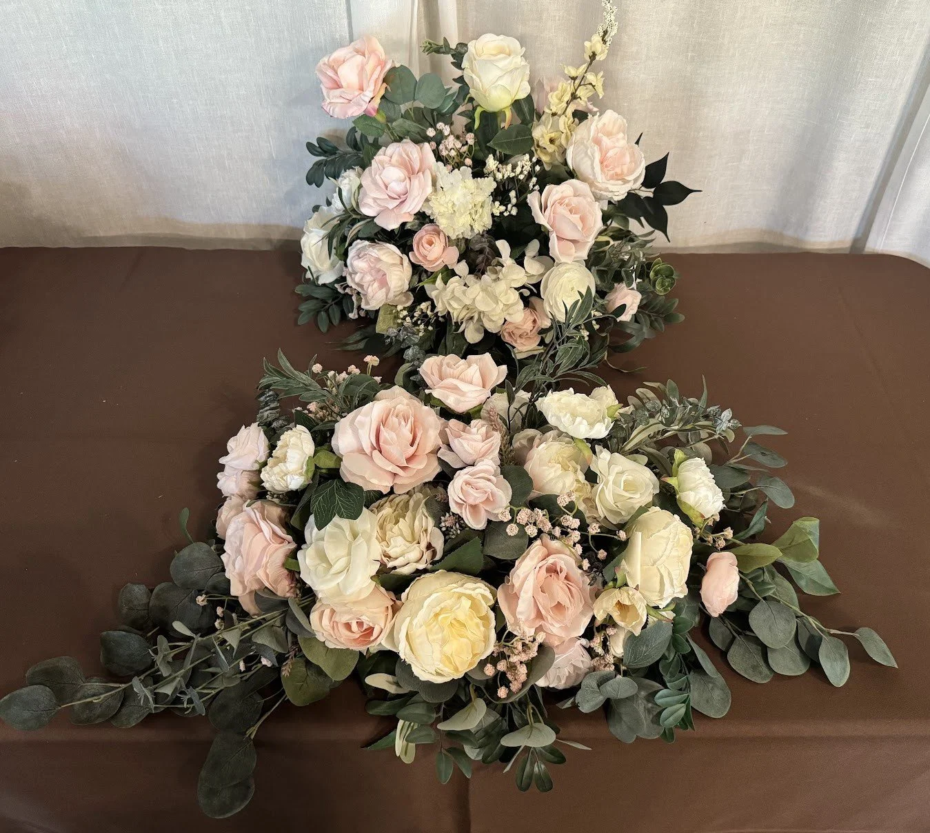 Two centerpieces pinks & white