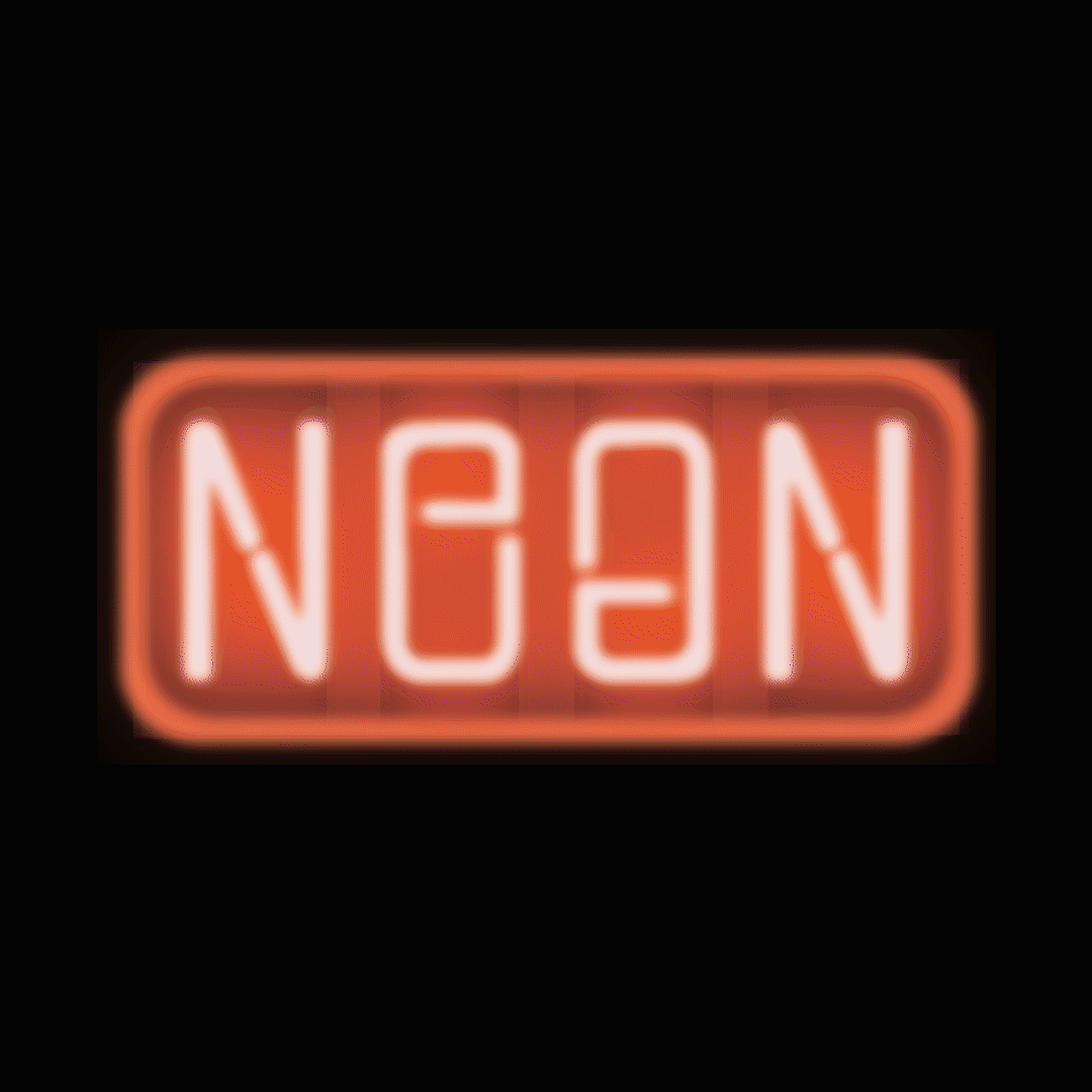 Neon ambigram that looks like a neon light rotating