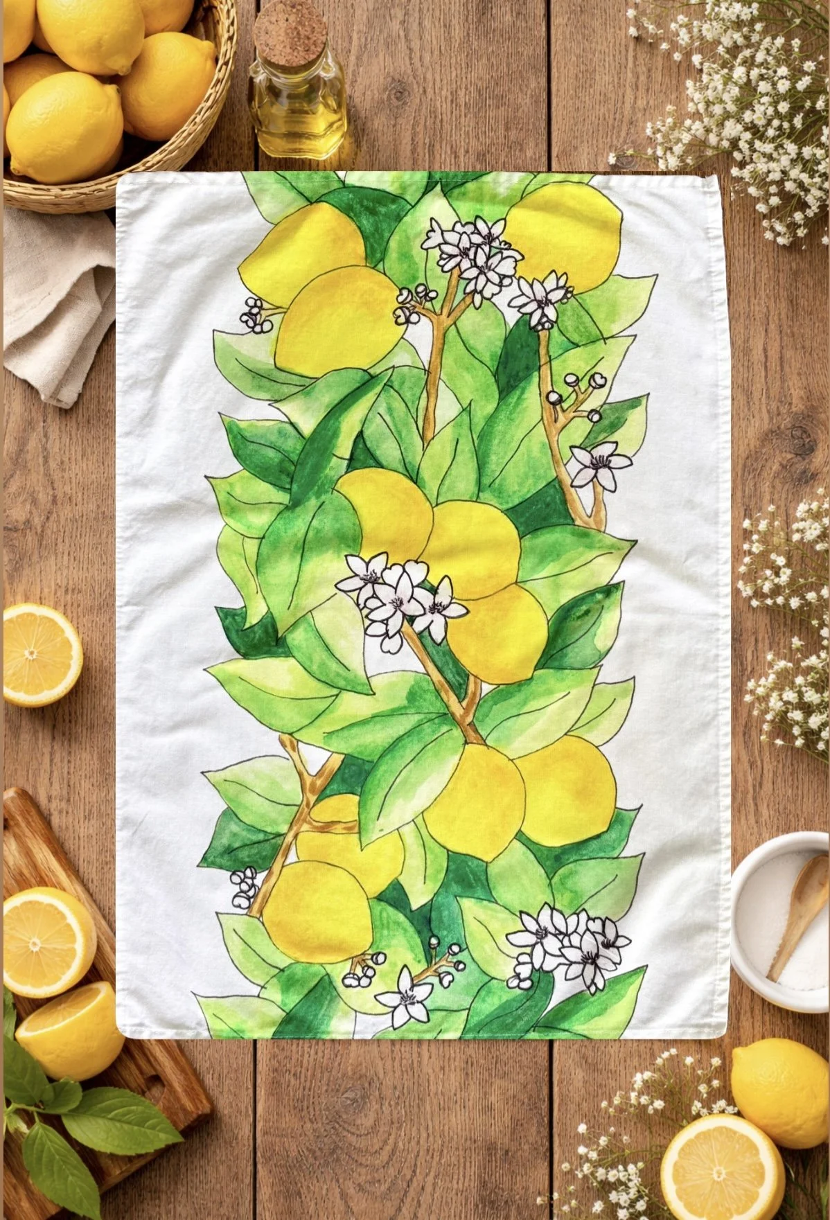 Joyful Lemons Tea Towel