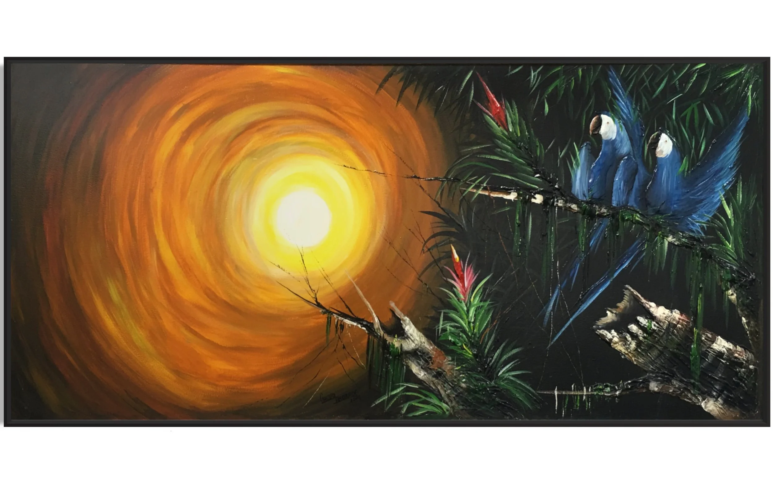 Sunset Blue Macaws 
(38in x 80in )