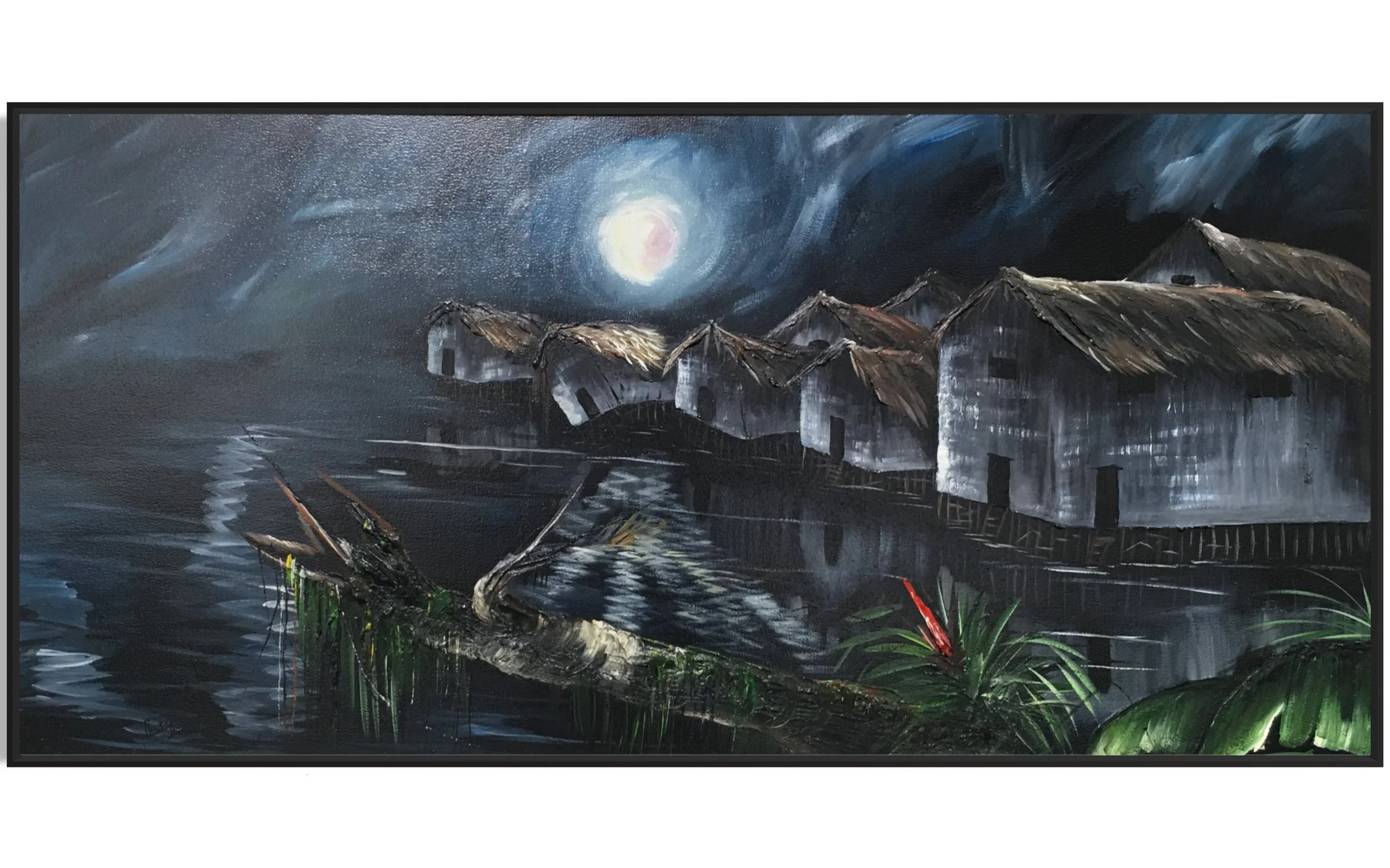 Houses under Moonlight 
(38in x 80in )