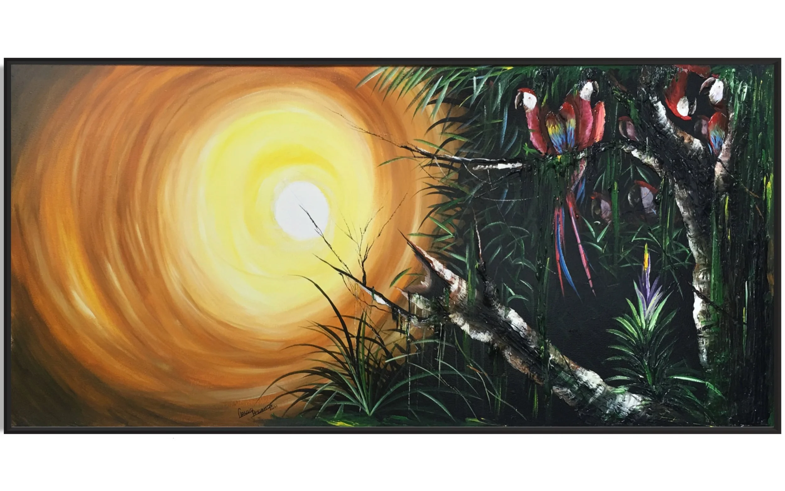 Sunset Scarlet Macaws 
(38in x 80in )