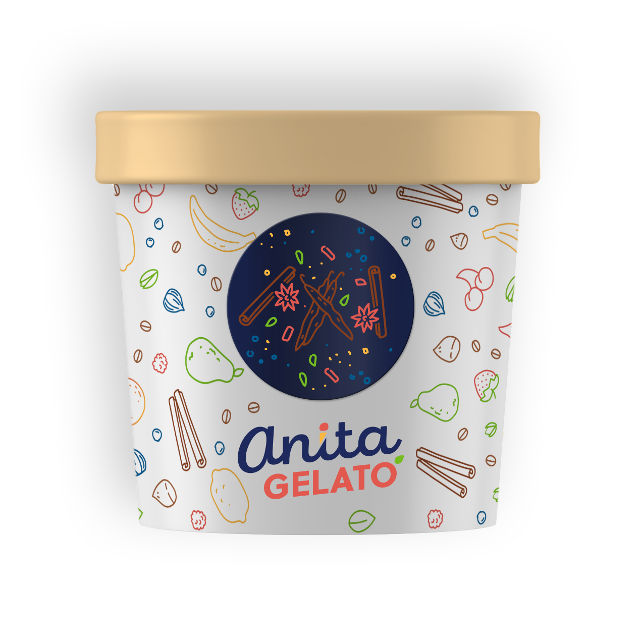 Pint and label design for Vanilla Chai gelato