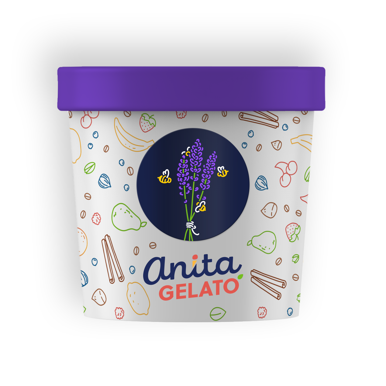 Pint and label design for lavendar and honey gelato