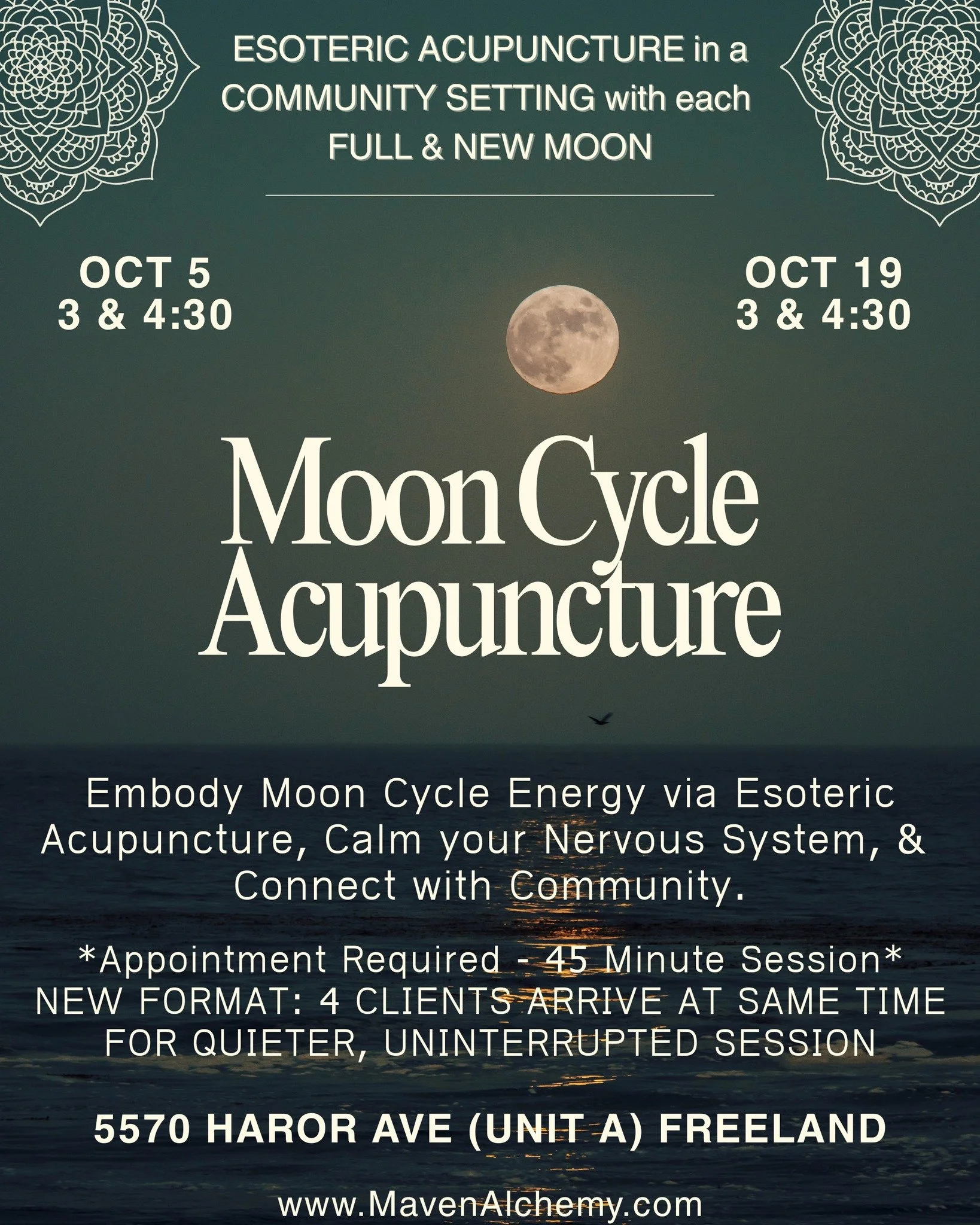 🐏 🌝 Join me this Sunday to connect with the energy of the Aries Super Full Moon (actually on Monday). 🐏 🌝

✨ 7 SPOTS STILL AVAILABLE ✨

The pattern will help us transition into Autumn and the Metal Element, support the nervous system navigate the