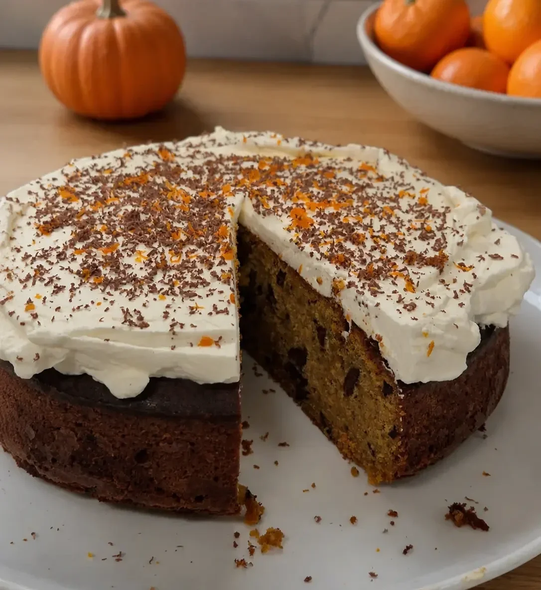 Squash, Dark Chocolate and Mandarin Cake