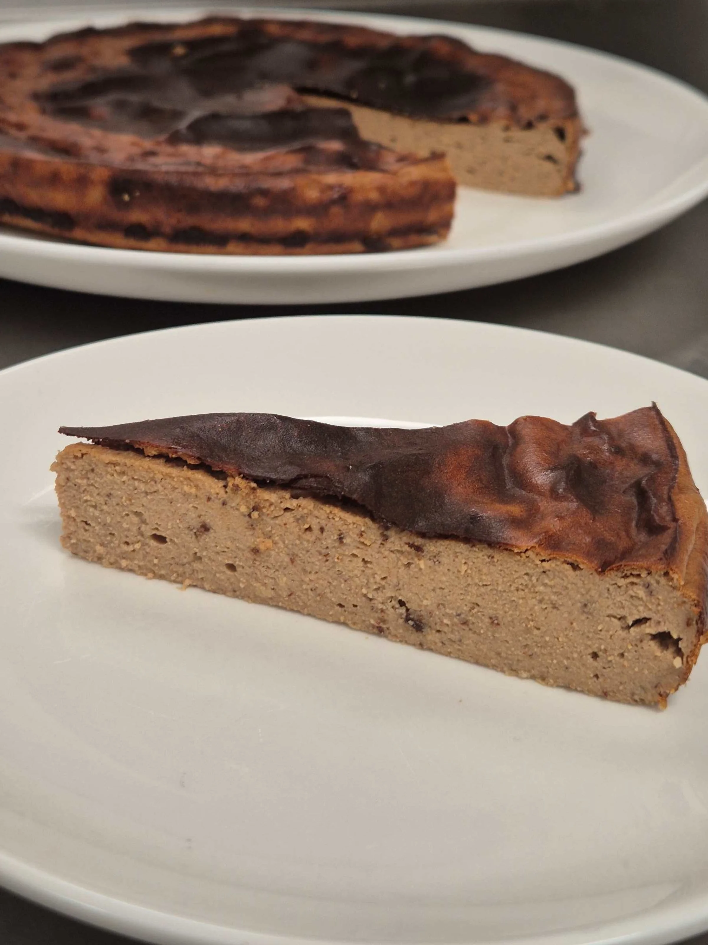 Slice of High Protein Ricotta Basque Cheesecake