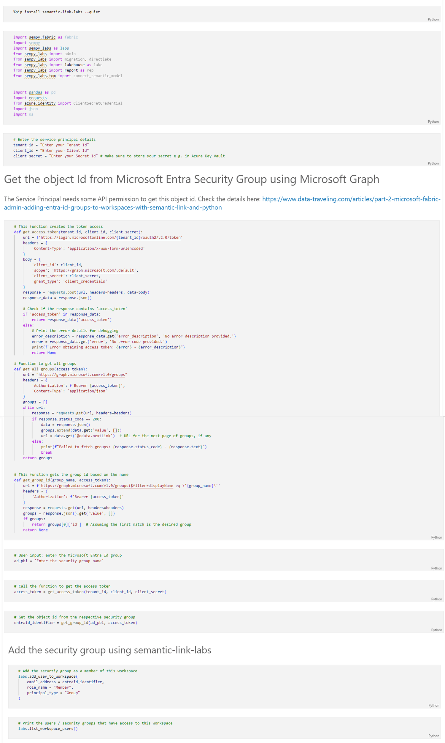 Part 2: Microsoft Fabric admin - Adding Entra ID groups to workspaces ...