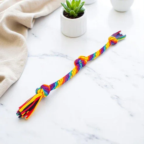 RAINBOW ROPE TUG DOG TOY 64CM