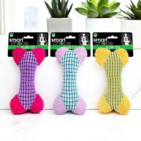 PLUSH BONE SQUEAKER DOG TOY