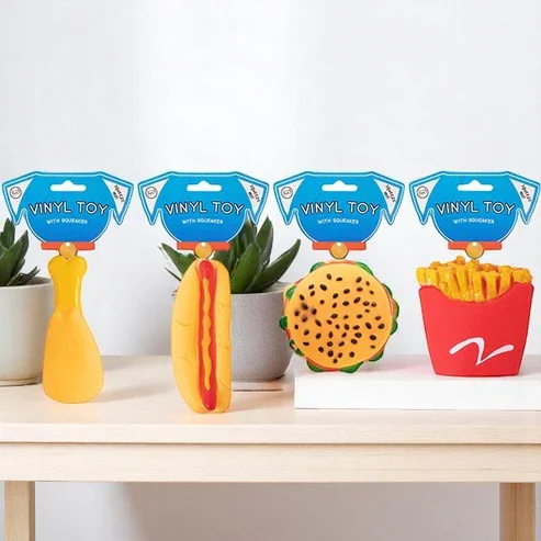 VINYL SQUEAKY TAKEAWAY FOOD DOG TOY