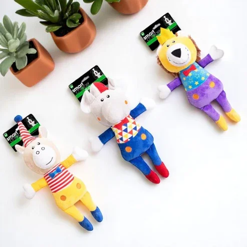SQUEAKY CARNIVAL PLUSH ANIMAL DOG TOY