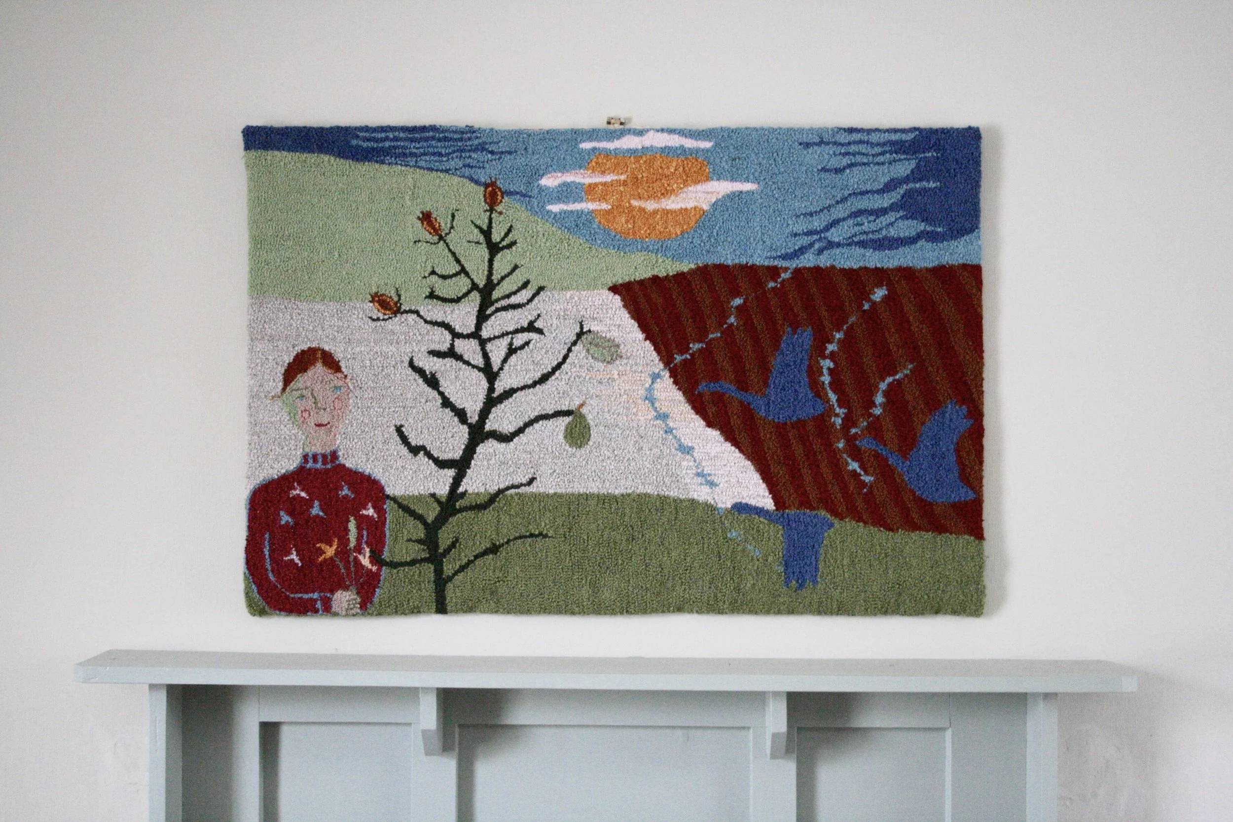 hand punched rug with wool