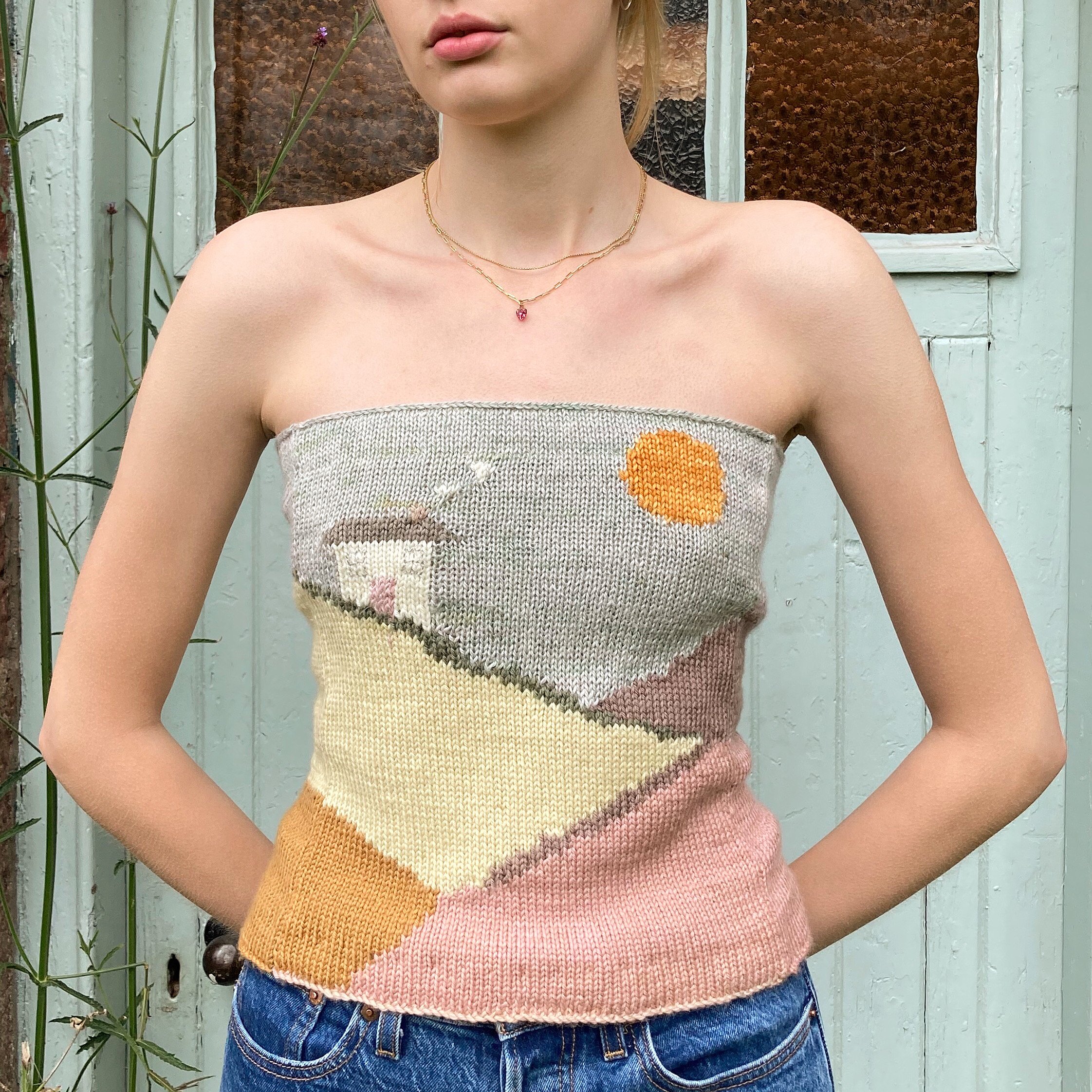 landscape scene, naturally dyed wool 