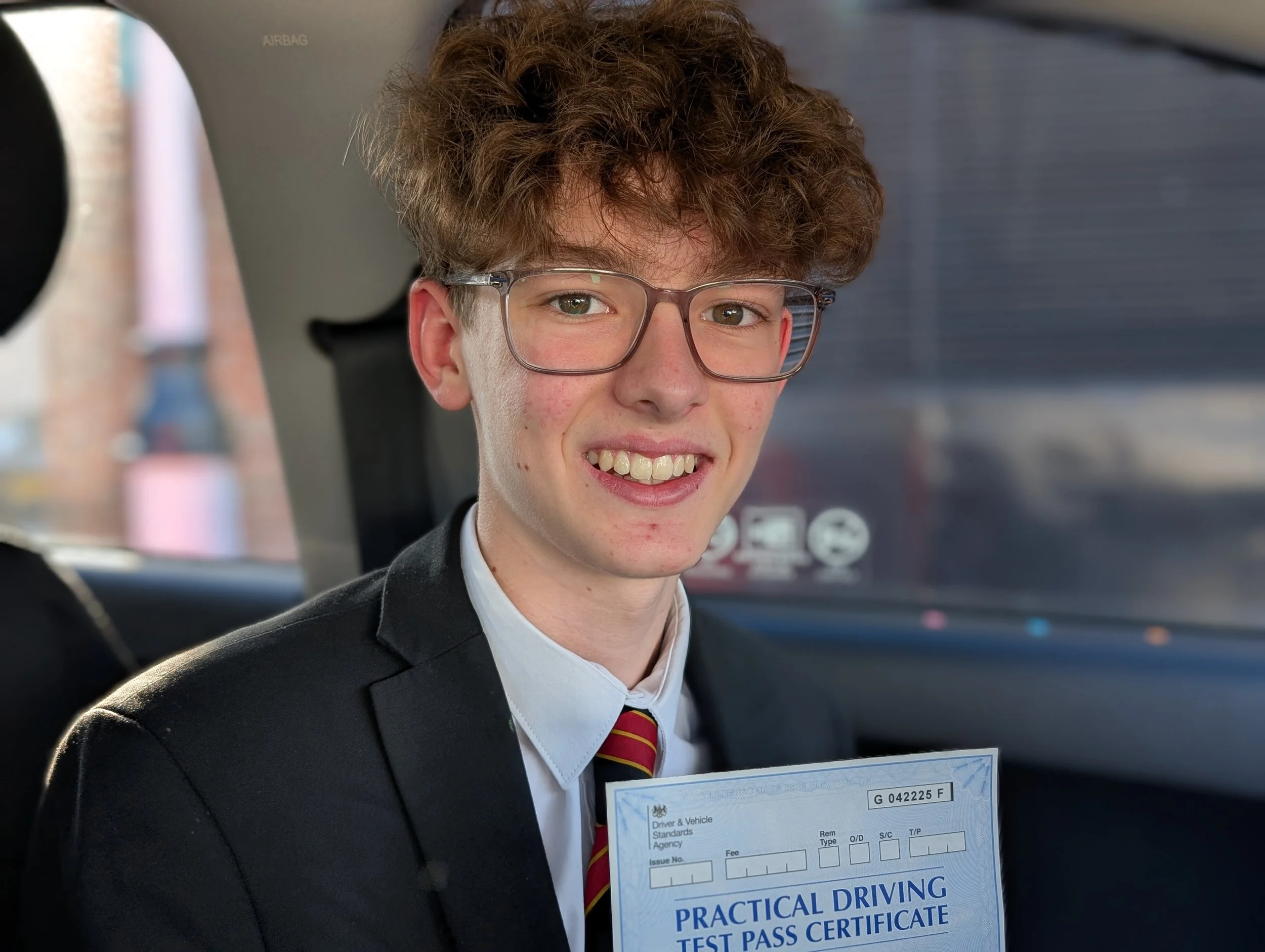 Well done Charlie on passing your driving test first time with Alpha Driving School