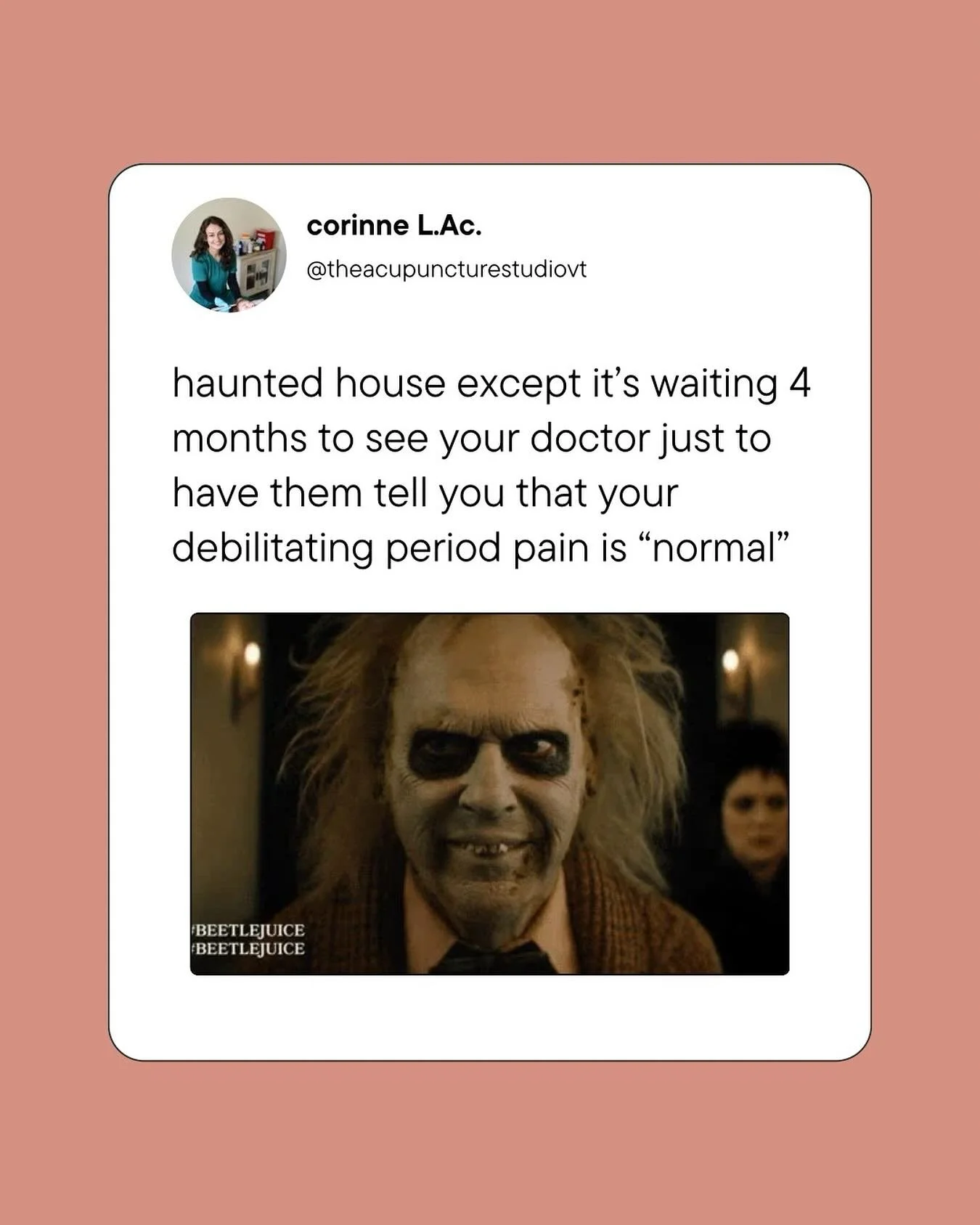 👻 What’s scarier than a haunted house?
‌
🔮 Navigating the United States healthcare system as a woman.
‌
✨Let’s fix that.
‌
#period
#period #PMS #acupuncture #periodpain #endo #endowarrior #PCOS #hormones #hormonalbalance