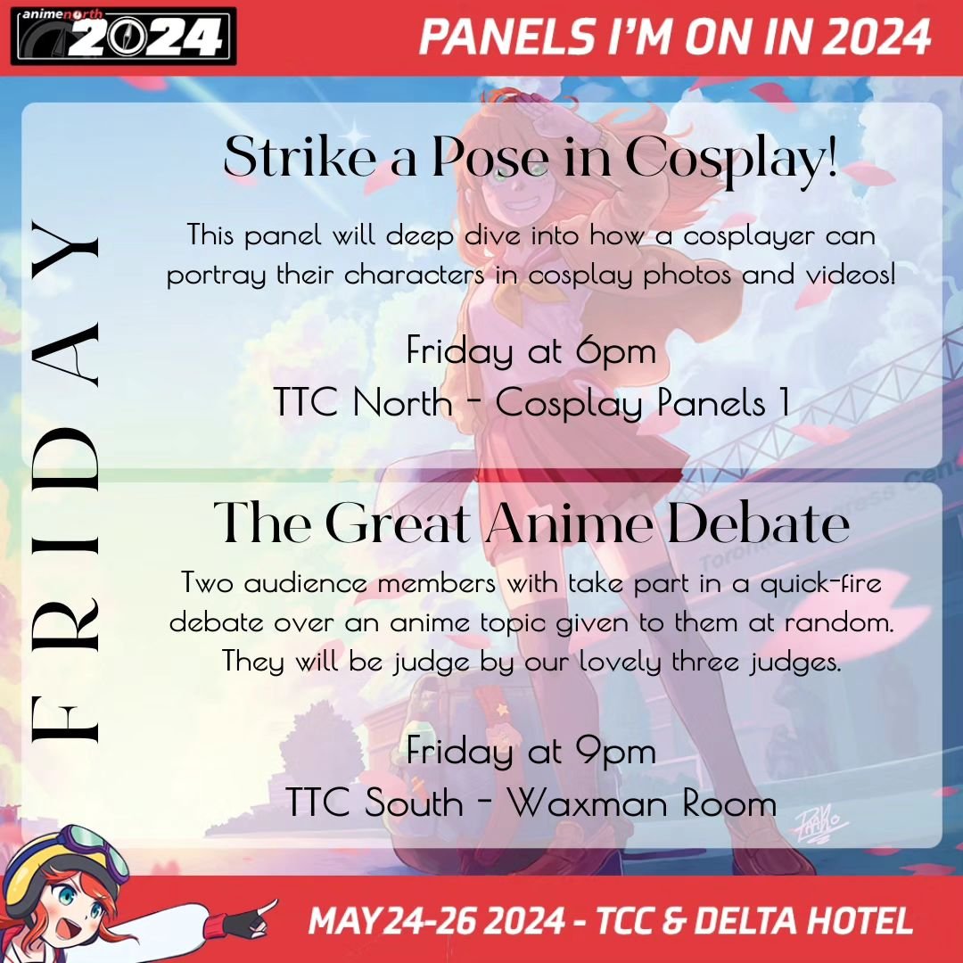 Friday Night at #AnimeNorth2024

Headed down to Toronto just after the work day finishes and excited to dive into panels and cosplay!