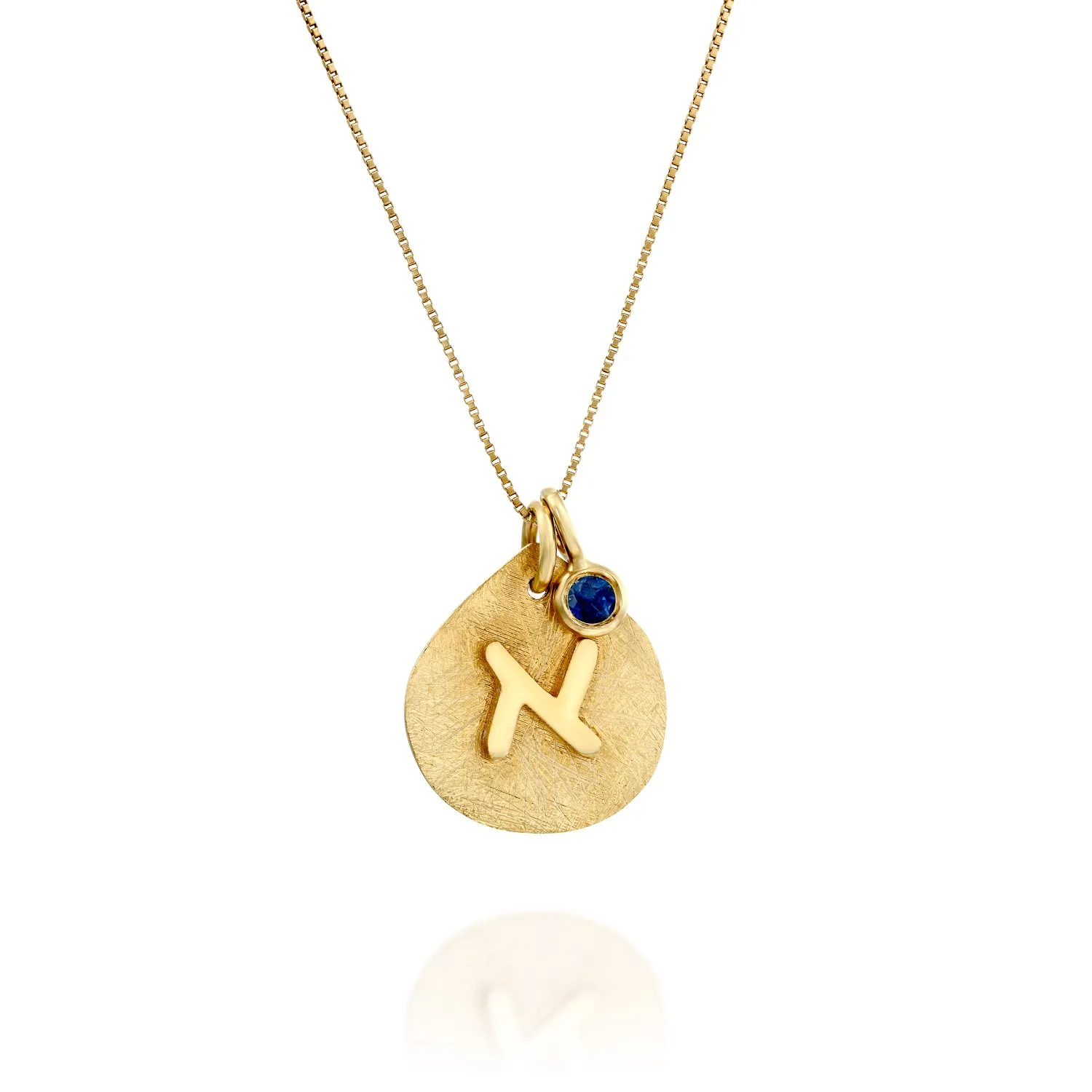 14K Gold Initial Necklace with Ruby Birthstone | Del Este Jewelry