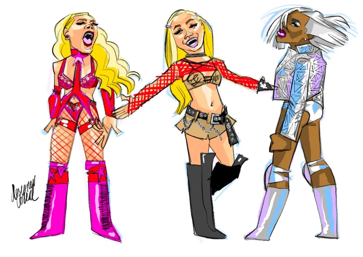 My fave lewks from #royalrumble 

#wwe #tiffanystratton #livmorgan #jadecargill