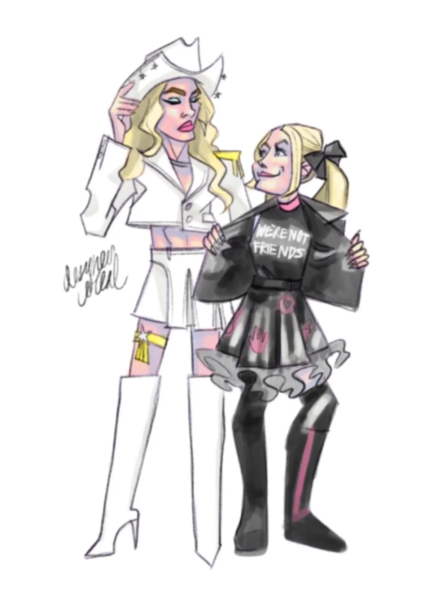 Trying some ✨new✨ doodle techniques w Charlotte and Alexa 😊💖💅

#wwe #charlotteflair #alexabliss