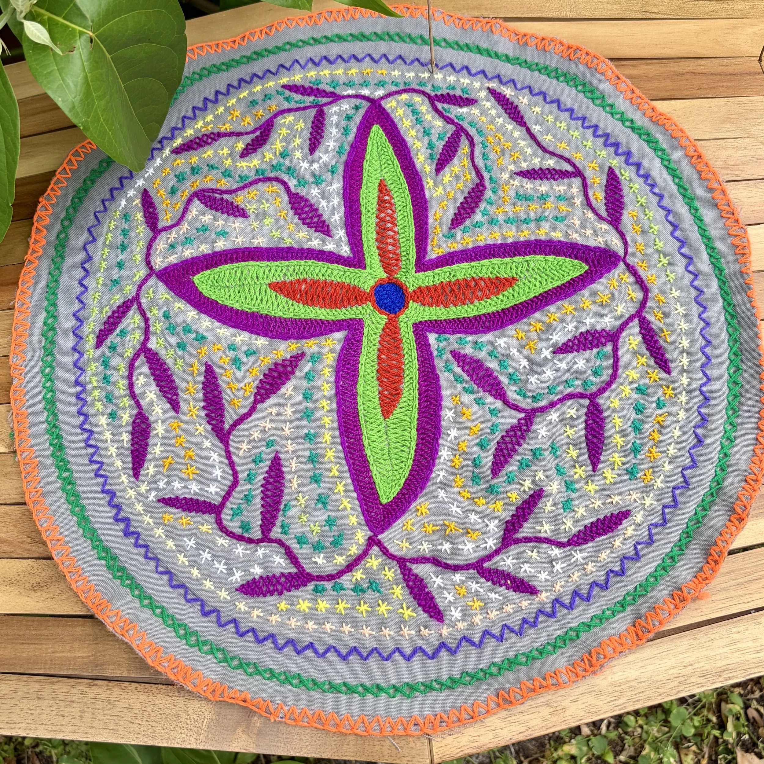 Shipibo Embroidery - Circular Tela - Sacred Plants