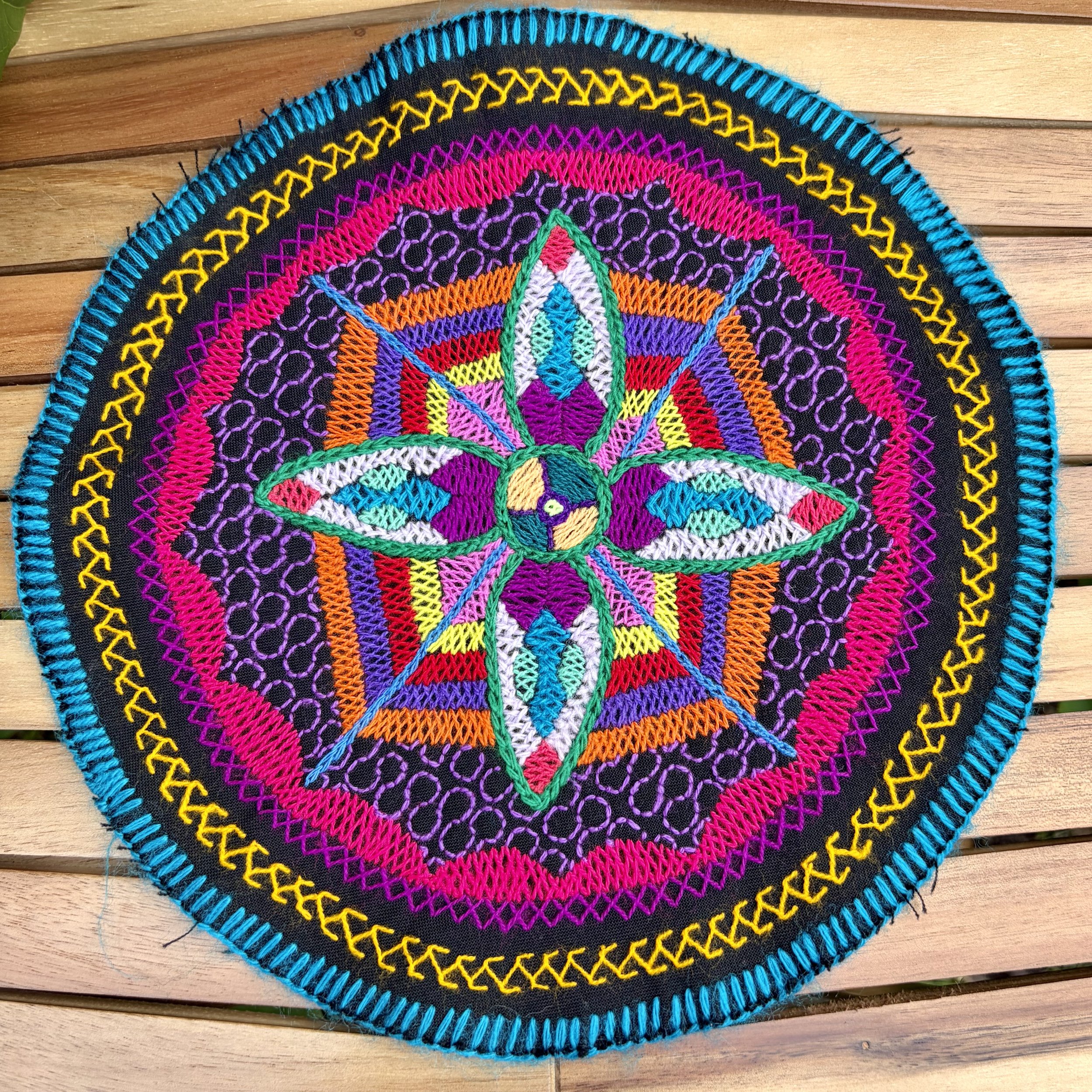Shipibo Embroidery - Circular Tela - Kene -Visions of the Medicine