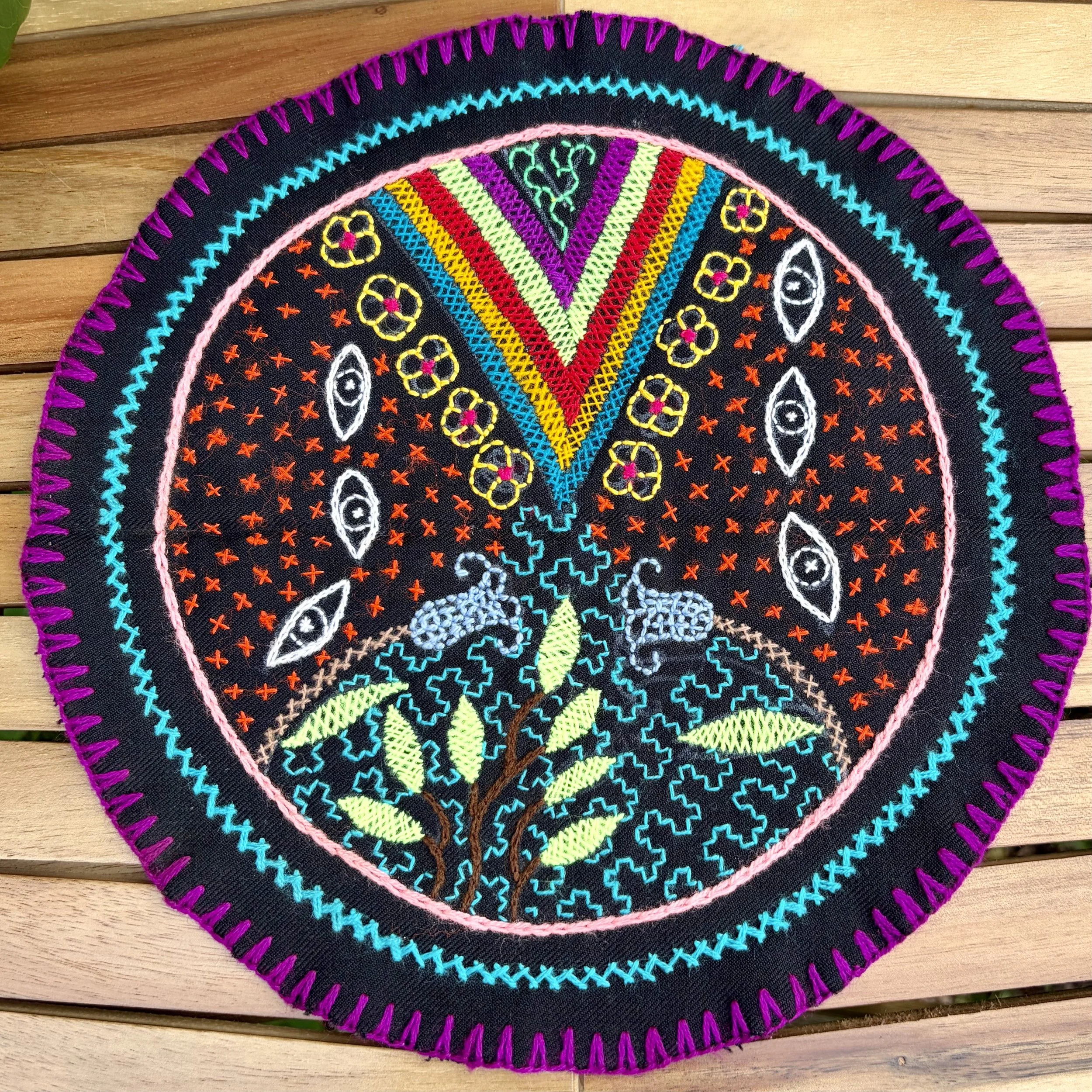 Shipibo Embroidery - Circular Tela - Rainbow