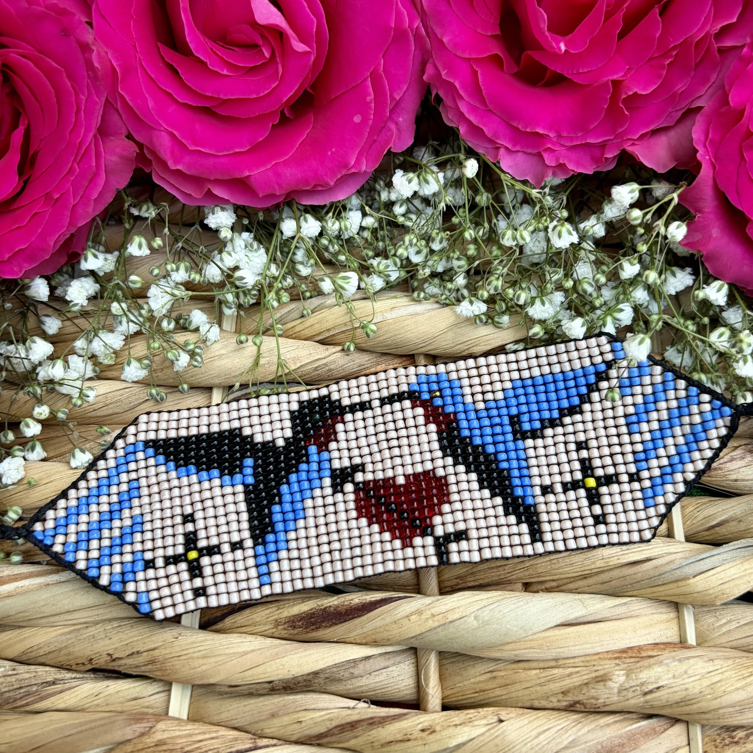 Shipibo Beaded Bracelet - Wide - Hummingbirds