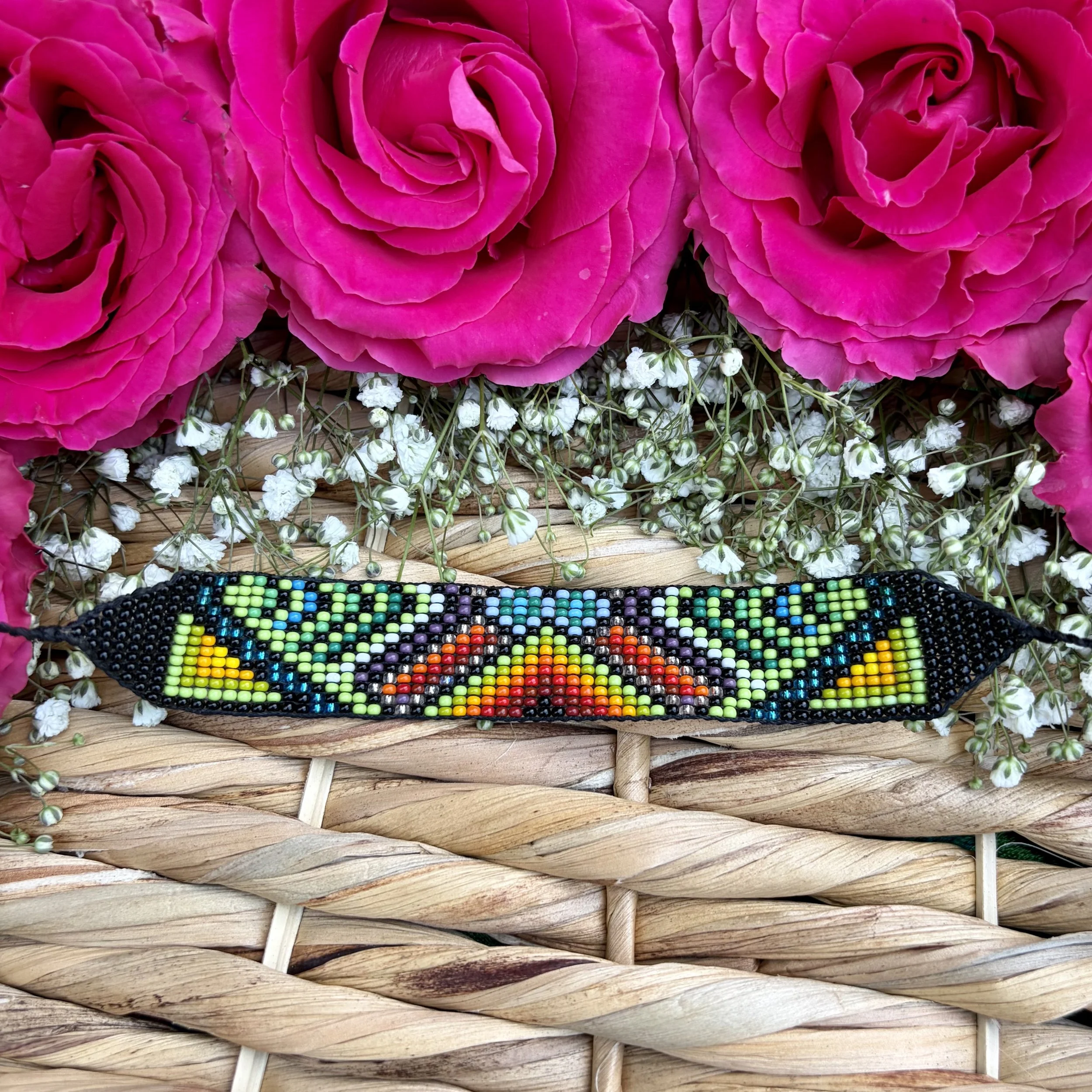 Witoto Beaded Bracelet - Mid - Red, black and green
