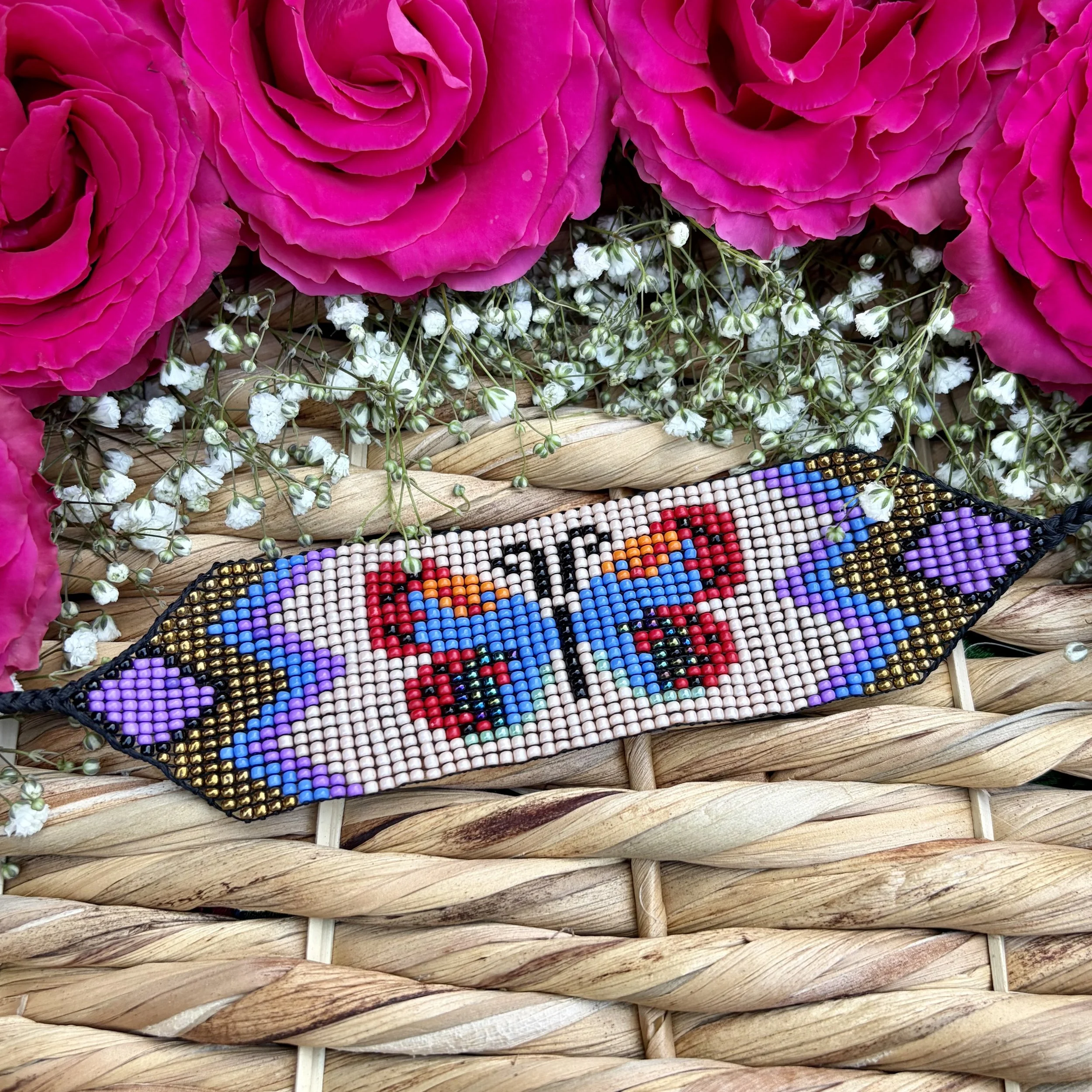 Shipibo Beaded Bracelet - Wide - Butterfly