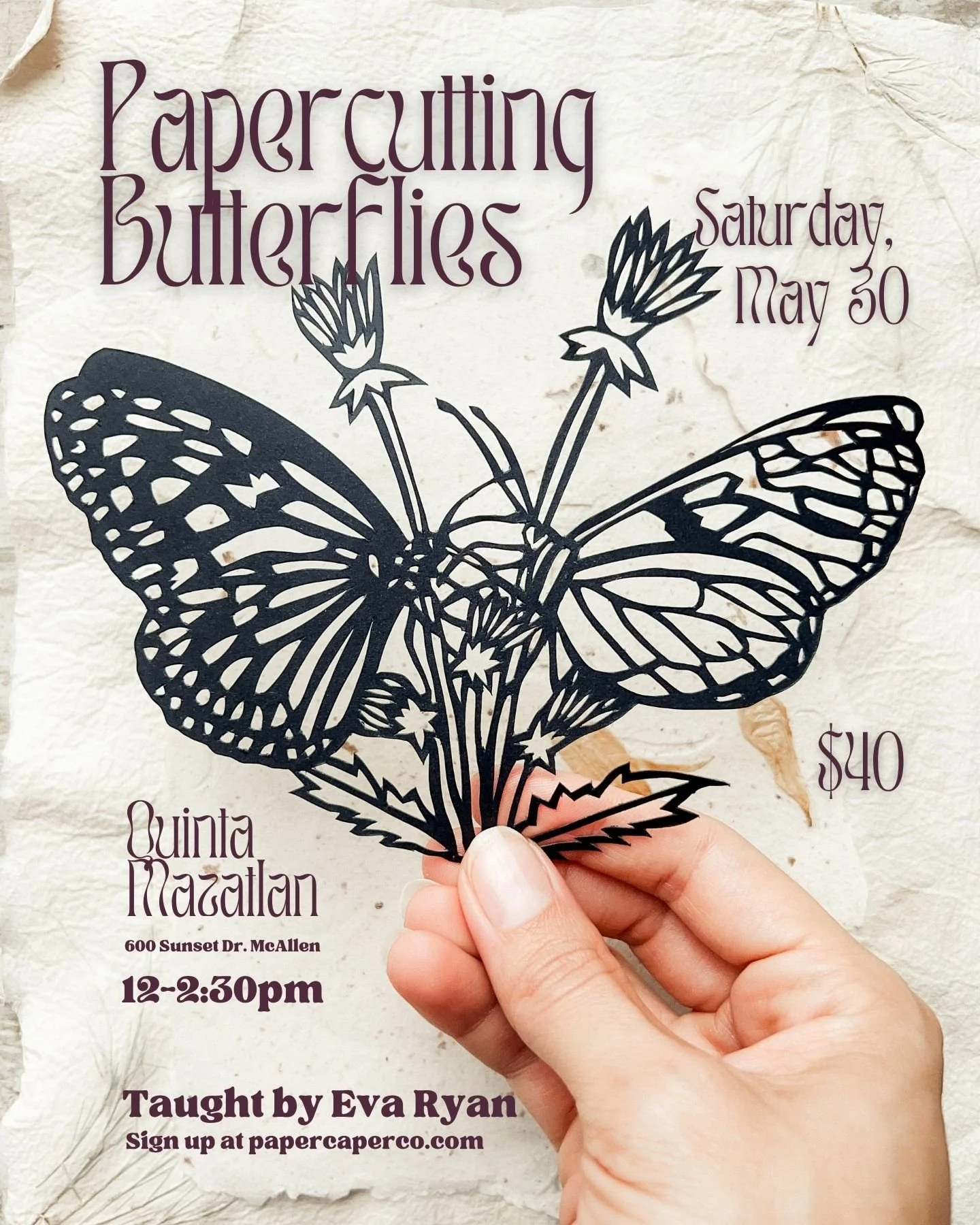 Papercutting Butterflies at Quinta Mazatlan
