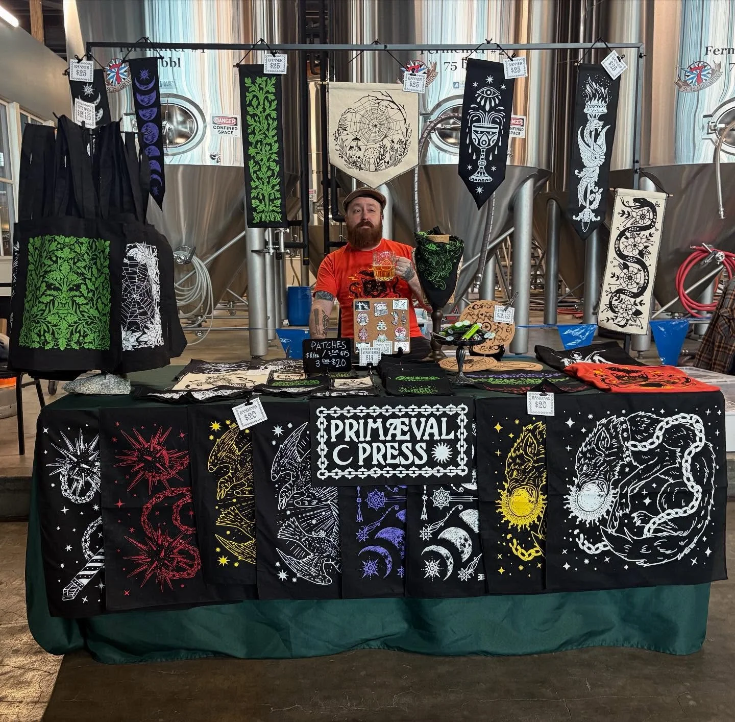 All set up for @brewerydistrictmakersmarket, come by and get your Halloween on! 👻🎃🦇