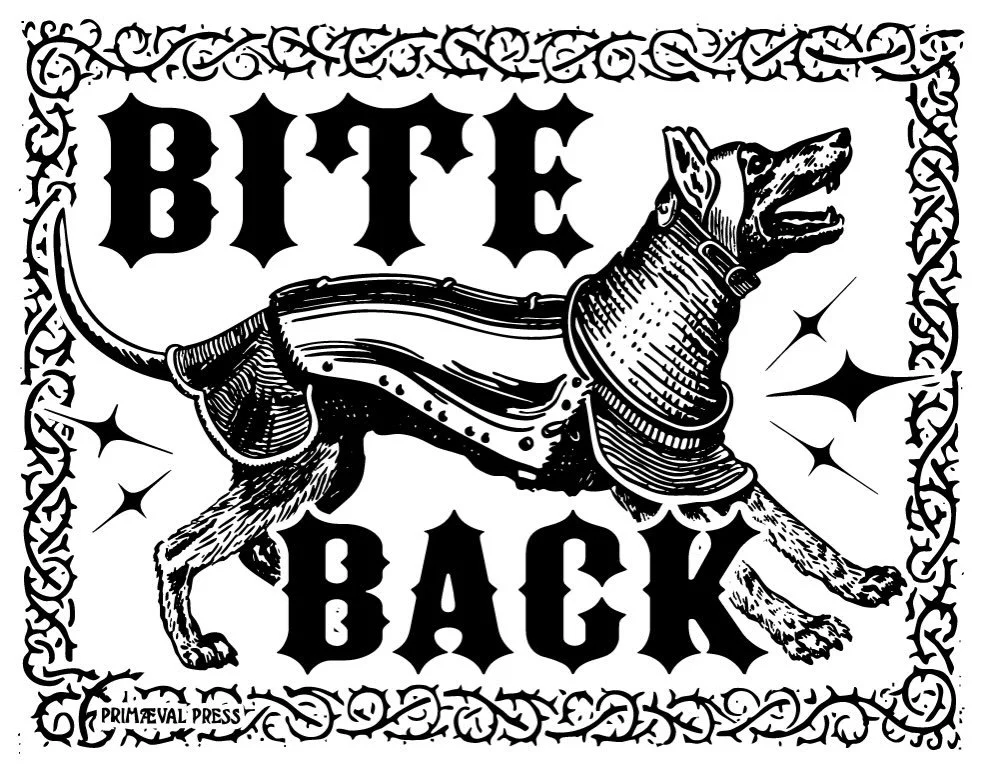 Saw this vintage dog in armor illustration and had to redraw it and do something with it! Available soon on stickers, patches, and maybe tees, wall hanging? Let me know what you&rsquo;d like to see it on! 🐕⛓️&zwj;💥