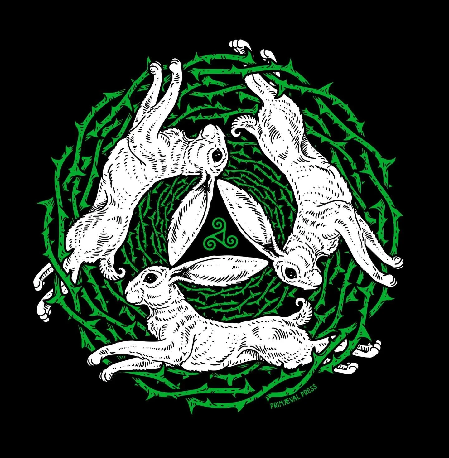 I&rsquo;ve been wanting to update the tshirt/tote bag version of my Triple Hares design so for this month&rsquo;s Patreon design is a new version! I added a spiral of briars that the hares bound effortlessly through. The idea is even when life is dif