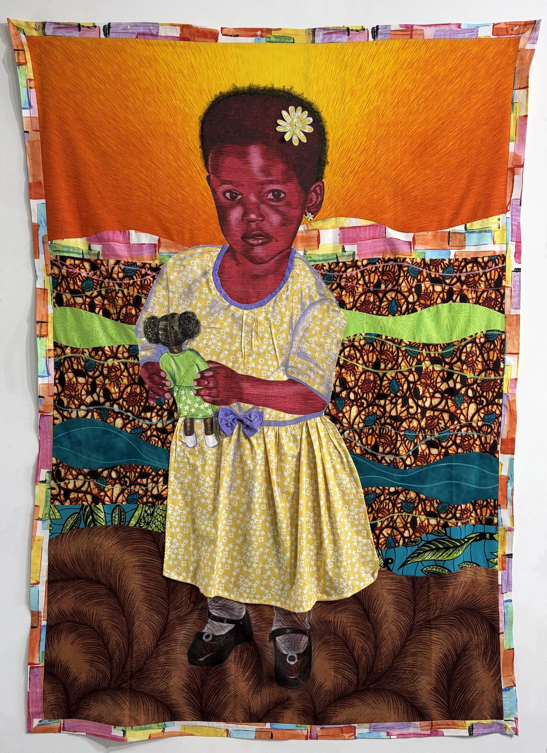 Little Njeri
October 2025, Fabric, acrylic, hand stitches
64 x 45 in