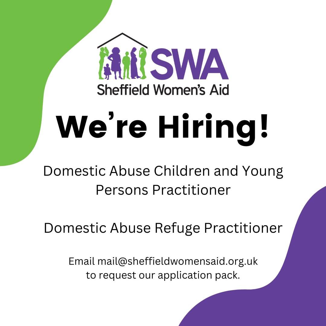 We're Hiring! 
We're looking for amazing women to join our busy team of Refuge Practitioners. To find out more, check our website for further details and email mail@sheffieldwomensaid.org.uk for an application pack. 

Good luck, we cant wait to hear 