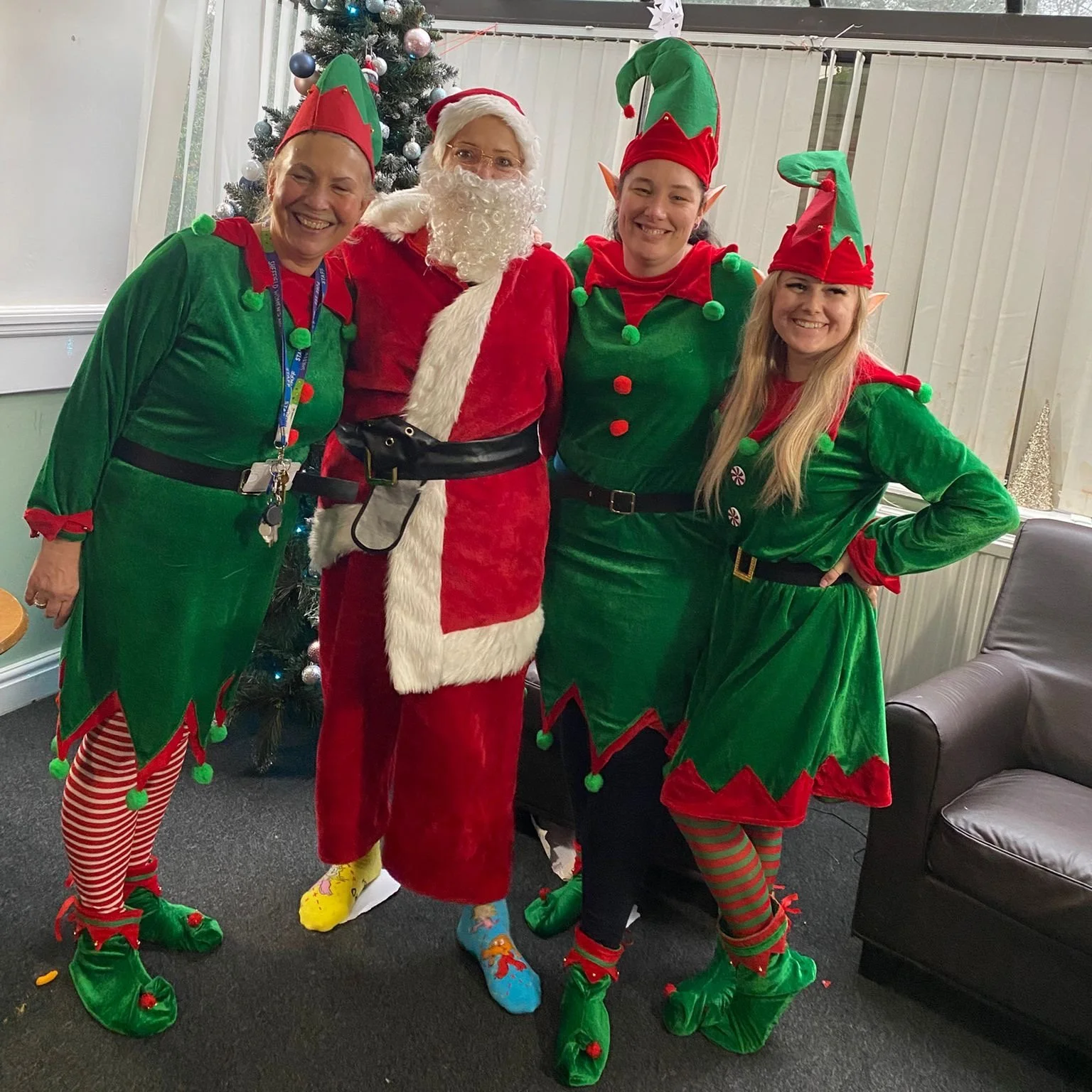 Looks like Santa (and their colourful socks) is ready to spread some festive cheer with some help from the SWA elves. 

They'll be rocking around the christmas tree this afternoon with the children and their mums and receiving prezzies that arrived j