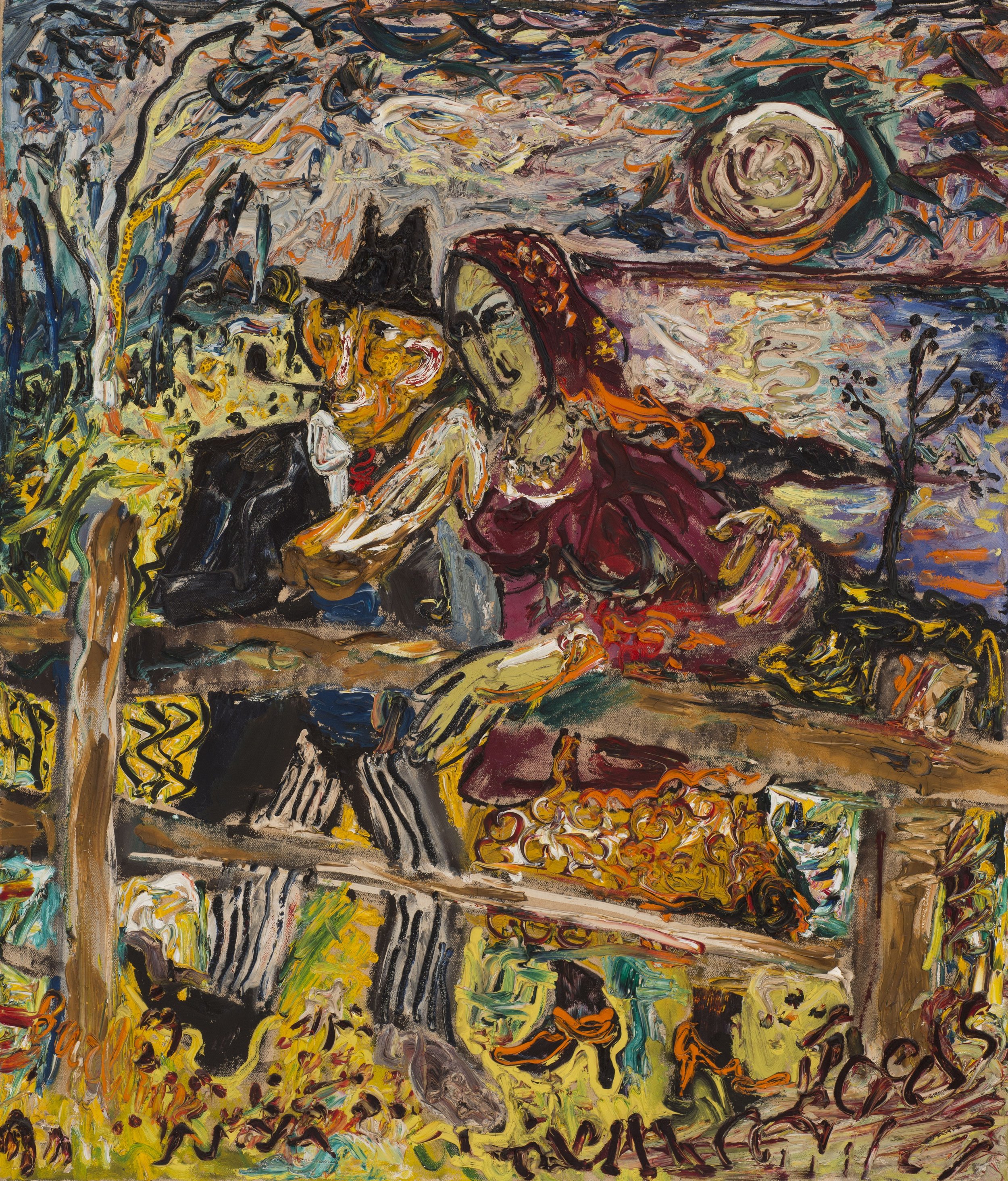 David Burliuk, Twosome by the fence, oil on canvas, 105 x 90 cm (41.3 x 35.4 in) (1).jpg