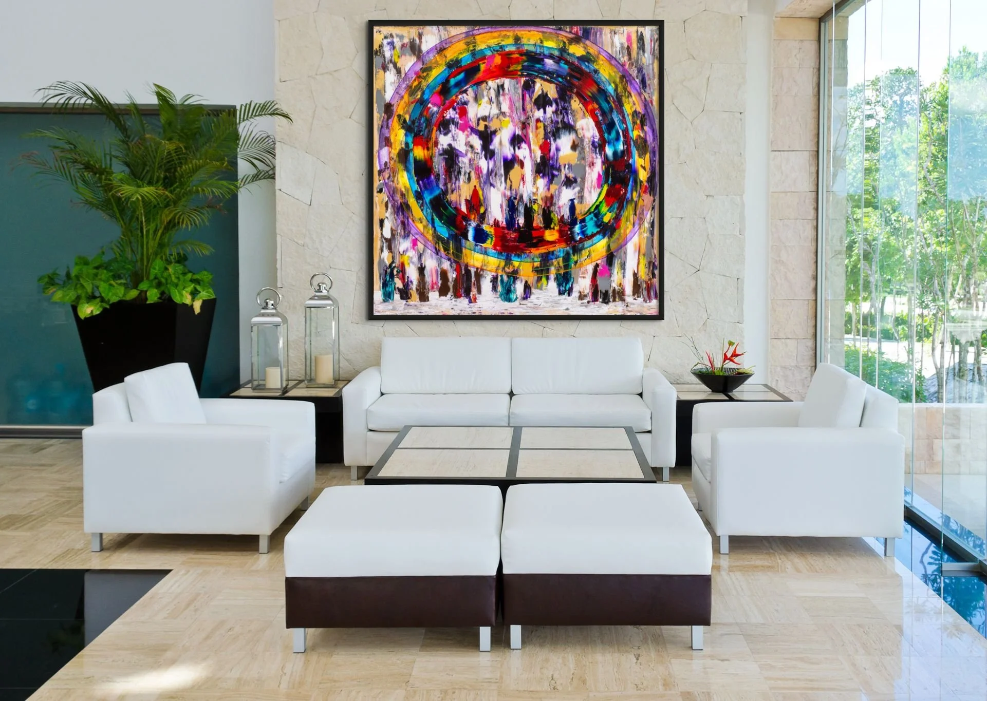 Labyrinth of Love II 2020, mixed media on canvas  152 x 152 cm (60 x 60 in)