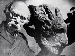 detail of black and white photograph of artist Stephen Erzia