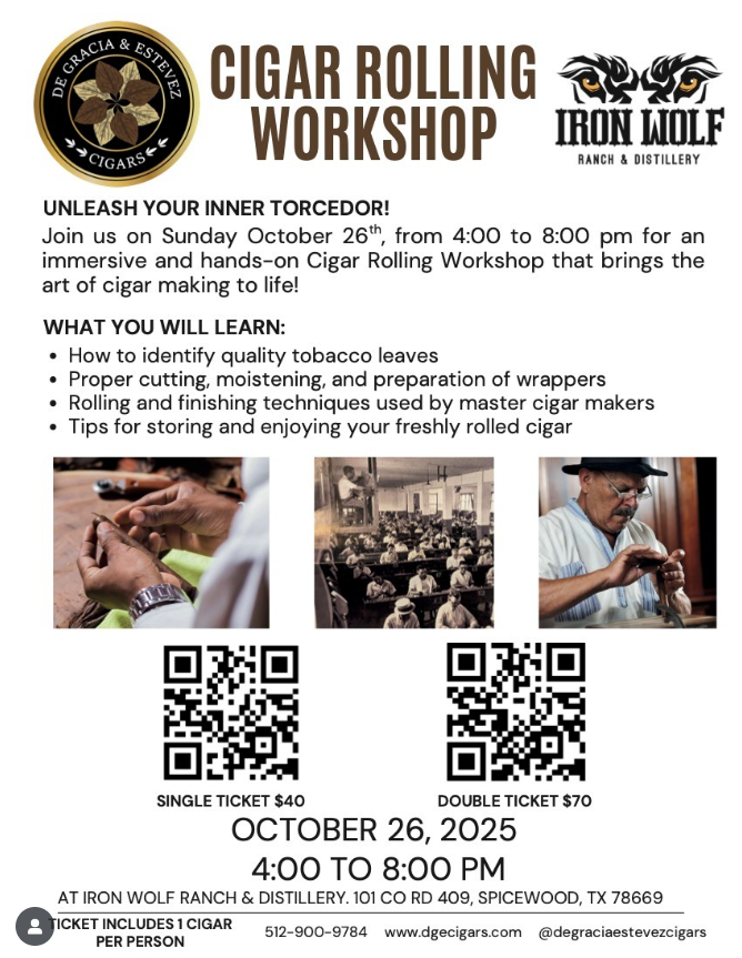 Cigar Rolling Workshop at Iron Wolf Ranch & Distillery