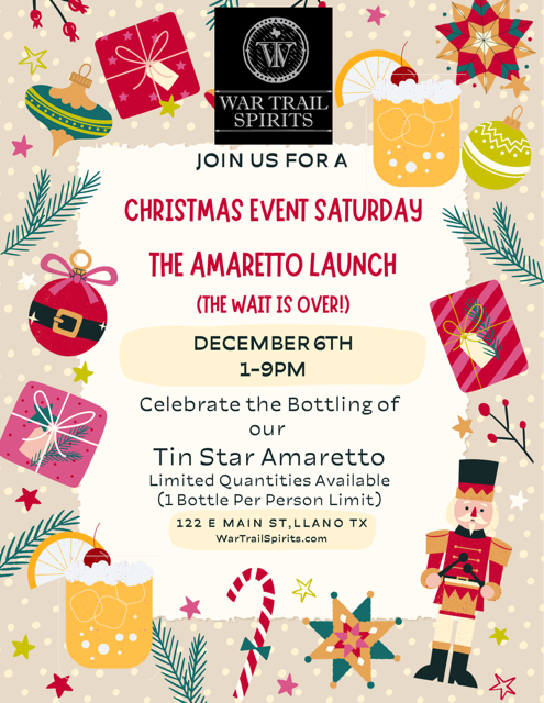 War Trail Spirits Amaretto Launch & Christmas Tree Trimming | Llano TX (Dec 6, 2025)