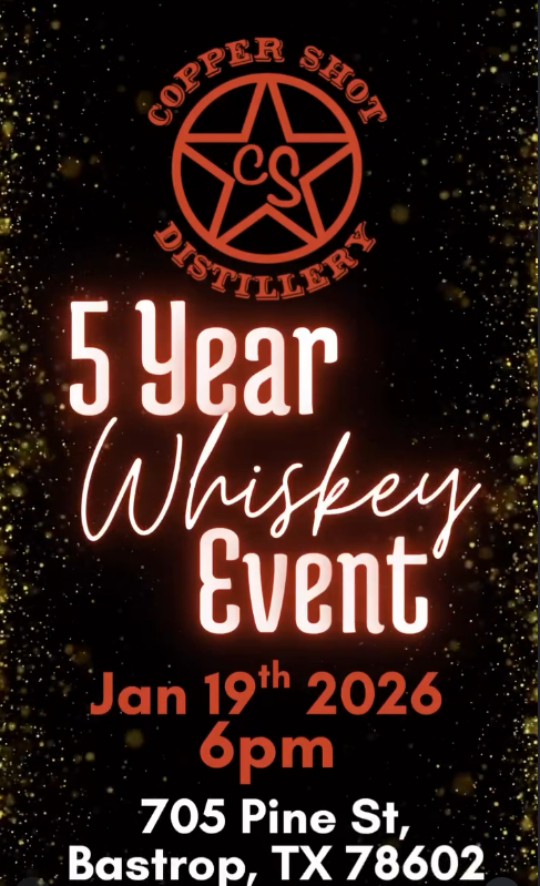5-Year Whiskey Bottle-Your-Own at Copper Shot Distillery in Bastrop, TX